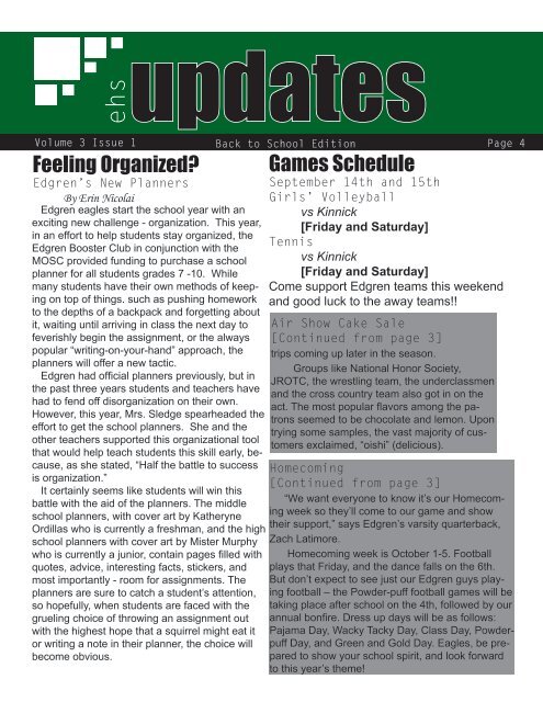 Vol.3.Issue.1.September.2007 - Edgren High School EagleNet