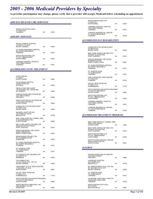 Medicaid Providers by Type