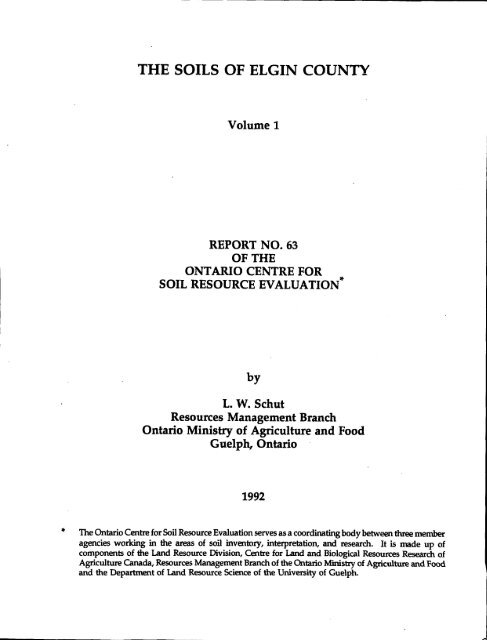 The Soils of Elgin County - Agriculture and Agri-Food Canada