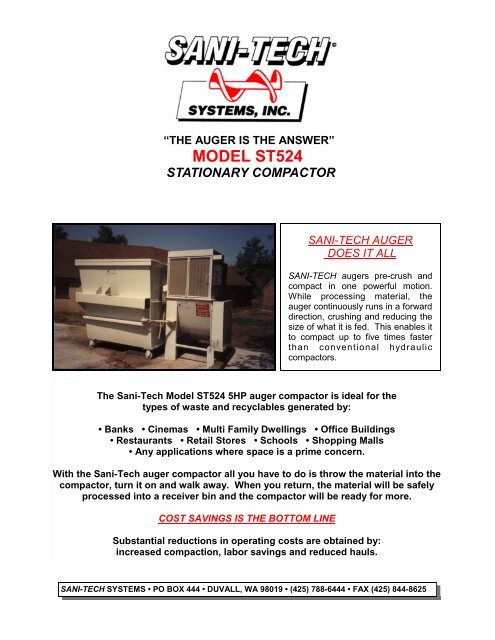 Download Printable Pdf Version Sani Tech Systems Inc