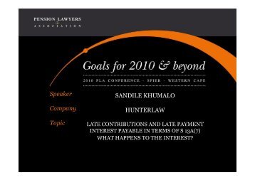 Speaker Company Topic SANDILE KHUMALO HUNTERLAW