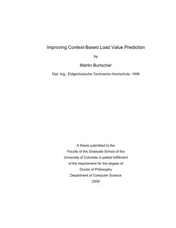 Improving Context-Based Load Value Prediction - Computer Science