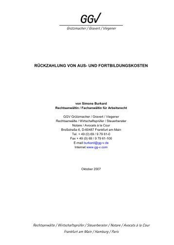 Rückzahlung von Aus- und Fortbildungskosten (pdf) - Grützmacher ...