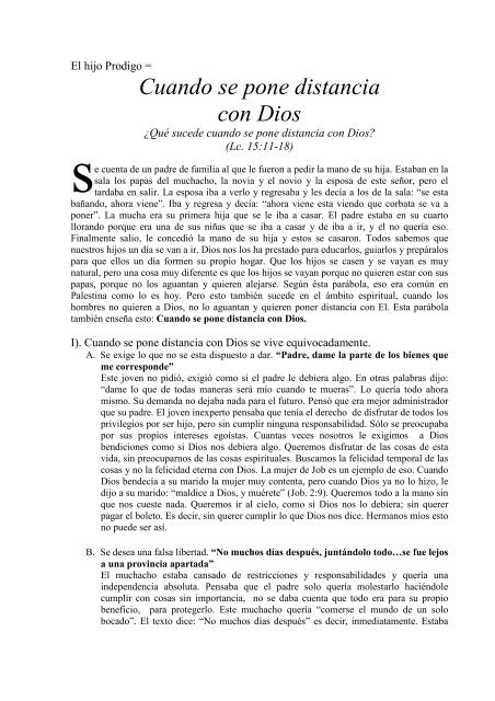 Cuando se pone distancia con Dios - Toda la Escritura es inspirada ...