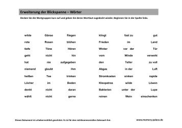 Erweiterung der Blickspanne – Wörter - Memory-Palace.de