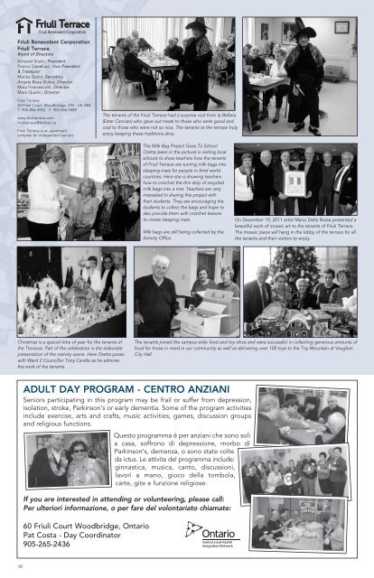 Spring 2012, Volume 11, Issue 1 - the Villa Leonardo Gambin Charity