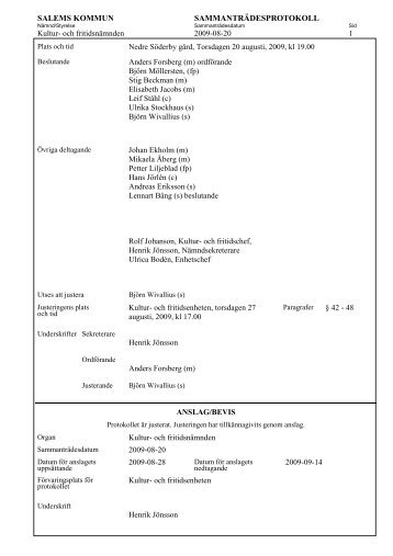Protokoll 2009-08-20 (pdf) - Salems kommun