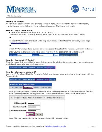 FAQs for Faculty - Portal - Madonna University