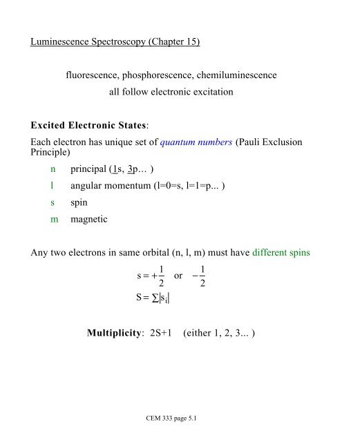 Luminescence Spectroscopy (Chapter 15) fluorescence ...