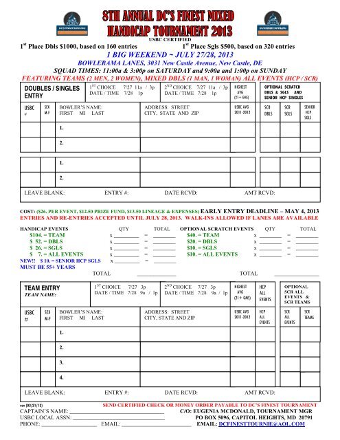 amateur bowling handicap tournament