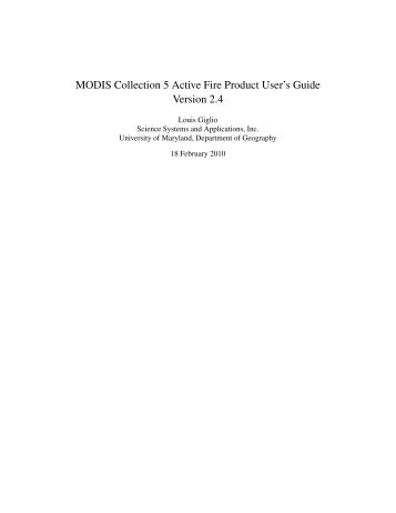 MODIS Collection 5 Active Fire Product User's Guide Version ... - FAO