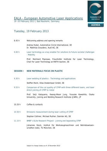 Agenda - Automotive Circle International