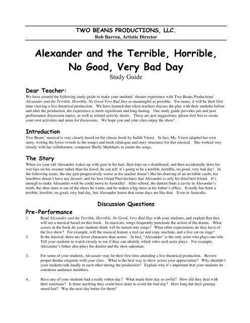 Alexander And The Terrible Horrible No Good Very Bad Day