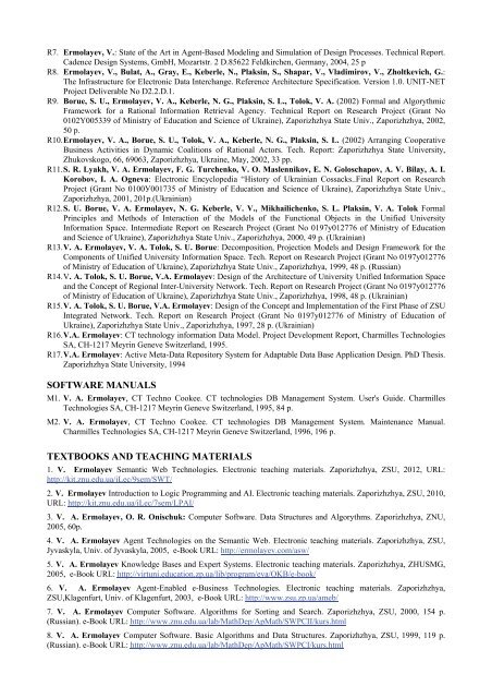 Printable CV (PDF) - Vadim Ermolayev
