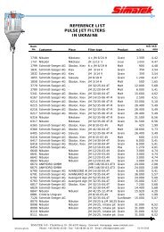 REFERENCE LIST PULSE JET FILTERS IN UKRAINE