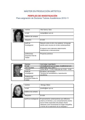 2ª tanda Perfiles profesores - Universidad Politécnica de Valencia