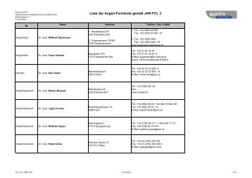 Liste der Augen-Fachärzte - Austro Control