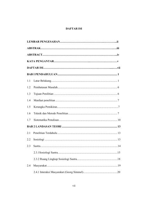 vii DAFTAR ISI LEMBAR PENGESAHAN ...