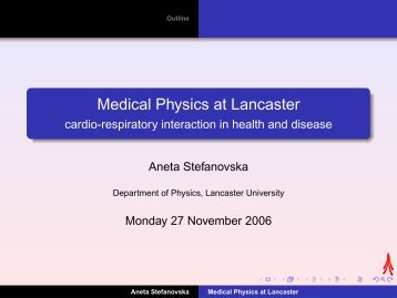 Medical Physics at Lancaster: cardio-respiratory interaction in health ...