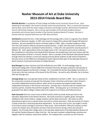 Full Bios on Friends Board members - Nasher Museum of Art - Duke ...