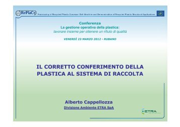 il corretto conferimento della plastica al sistema di raccolta - Etra Spa