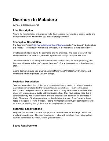 Deerhorn In Matadero - Ciat-Lonbarde