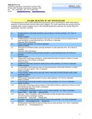 COLUMN SELECTION BY USP SPECIFICATIONS ... - Winlab.com.au