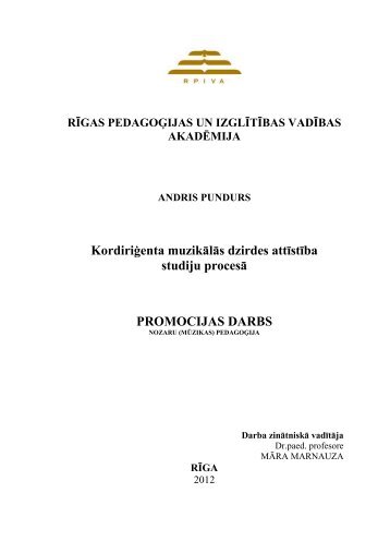 KordiriÄ£enta muzikÄlÄs dzirdes attÄ«stÄ«ba studiju procesÄ ... - rpiva