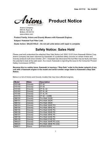 Service Letter Template - Ariens