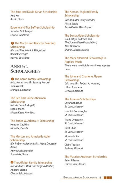 Arts & Sciences Scholarship Arts & Sciences Scholarship