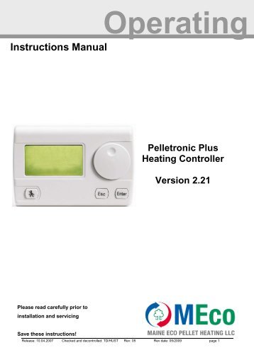 Operating Manual Pelletronic V 2.21 MEco - Maine Energy Systems