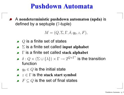 pushdown automata (pda)