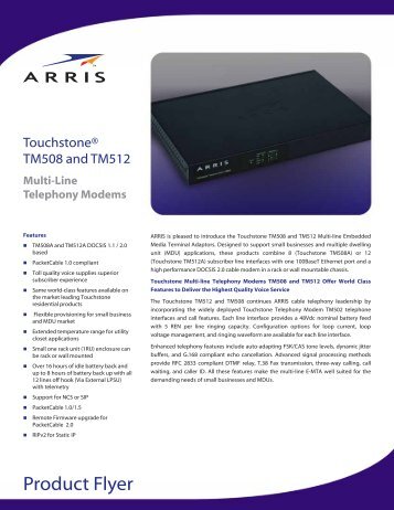 Touchstone TM508 and TM512 - Arris