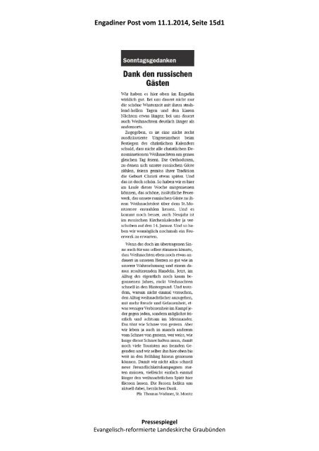 Pressespiegel 03_14 vom 11.01. bis 17.01.2014.pdf - Evangelisch ...