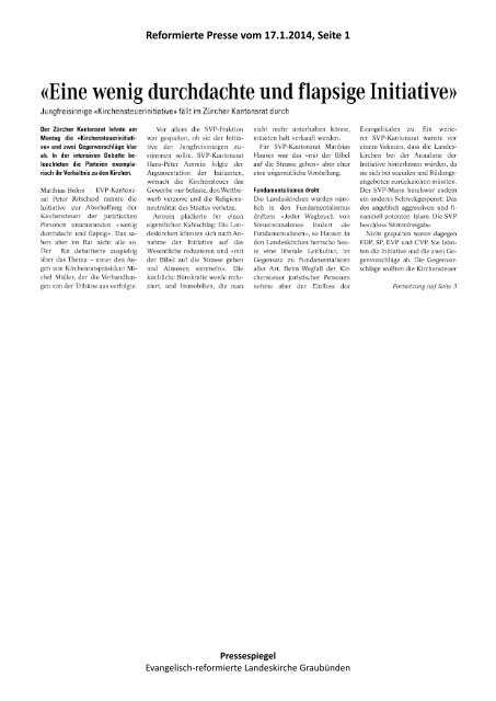Pressespiegel 03_14 vom 11.01. bis 17.01.2014.pdf - Evangelisch ...