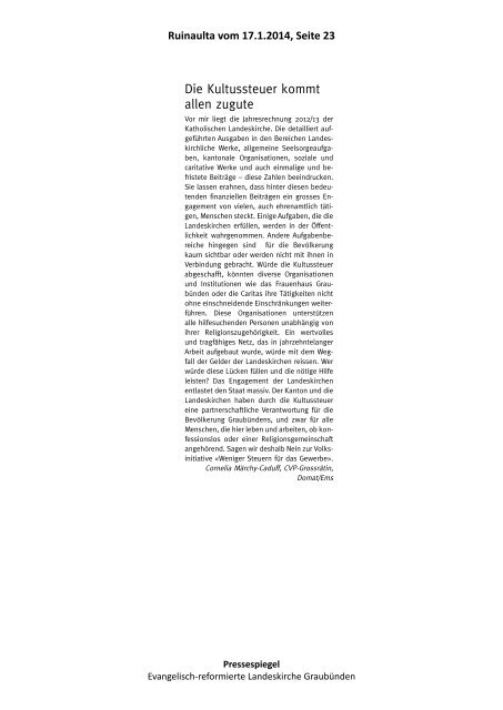 Pressespiegel 03_14 vom 11.01. bis 17.01.2014.pdf - Evangelisch ...