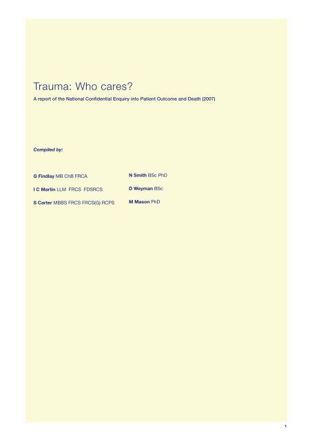 NCEPOD: Trauma - Who Cares? - London Health Programmes