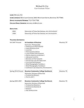 Michael D. Fry Curriculum Vitae - HCC Learning Web