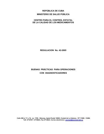 Buenas prácticas para operaciones con diagnosticadores - Cecmed