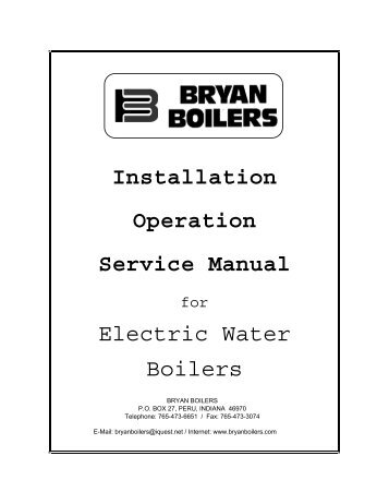 Electric Water Boiler - I/O Manual - Bryan Boilers