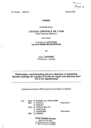 Elaboration, caractérisation, physico-chimique et simultation thermo ...