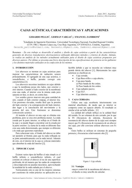 Empleado neutral Incorporar Cajas acÃºsticas, caracterÃsticas y aplicaciones - CÃ¡tedras ...