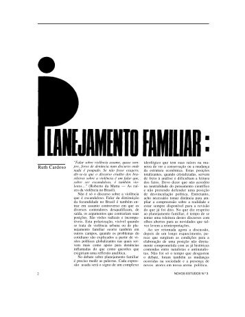 Planejamento familiar: novos tempos. In - Centro Ruth Cardoso