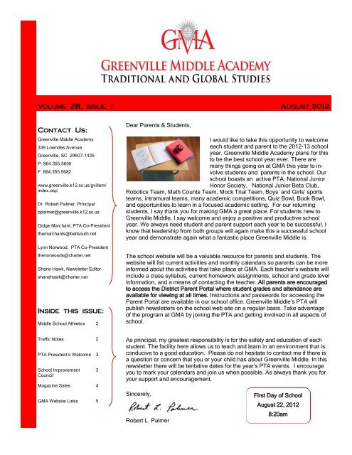 August 2012 Newsletter - Greenville County School District