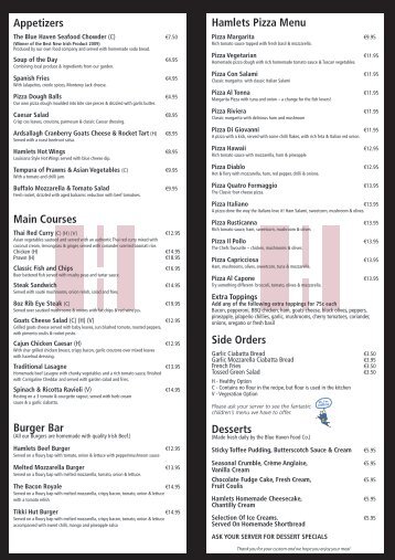 Menu Inside MARCH 2012 - Hamlets of Kinsale