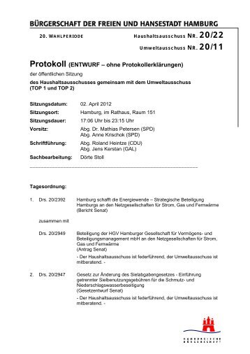 Protokoll (ENTWURF – ohne Protokollerklärungen) - Unser Netz