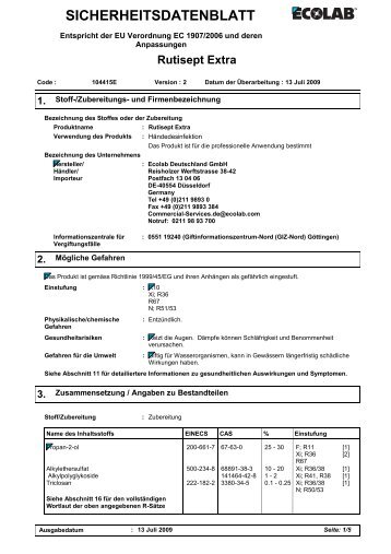 Sicherheitsdatenblatt Rutisept Extra - Shop.niendorf ...