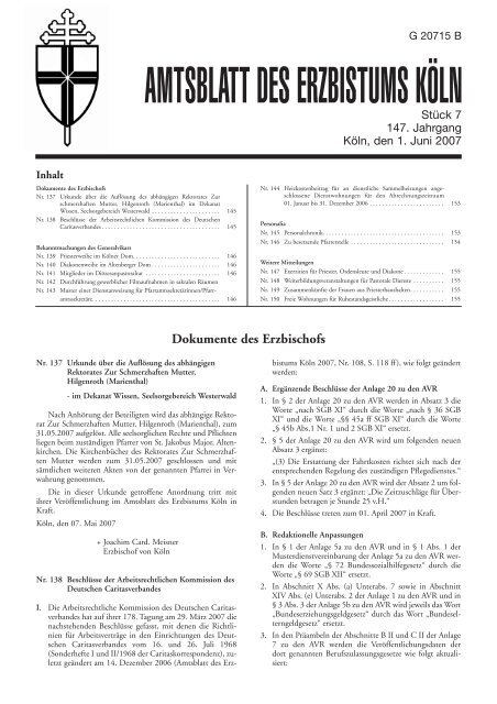 Dokumente des Erzbischofs - Erzbistum Köln