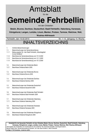 Gemeinde Fehrbellin - verwaltung.gemeinde-fehrbellin.de