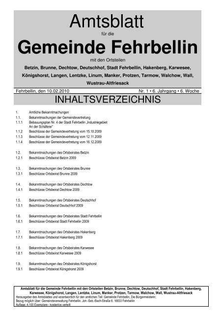 Gemeinde Fehrbellin - verwaltung.gemeinde-fehrbellin.de